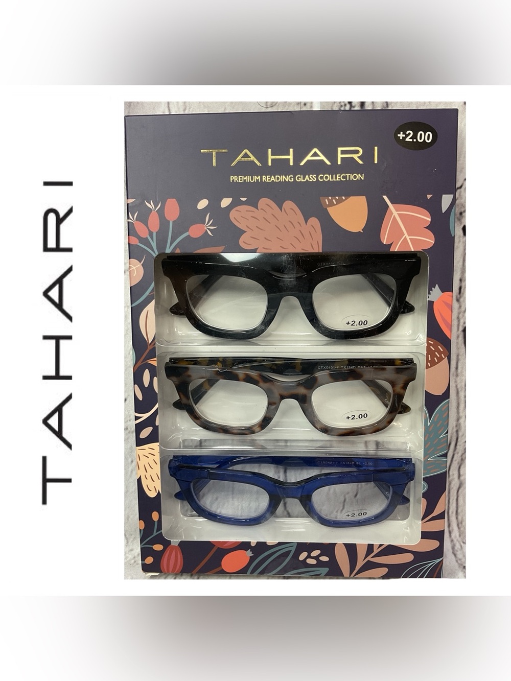 🌟🌟 Tahari 3-Pack Reading Glasses in Black, Tortoise, and Blue (+2.00)